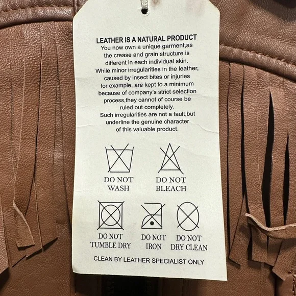 Sundance Tan Leather Jacket with Fringe - Picture 5 of 5